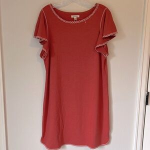 NWT Max Studio Rust Flutter Sleeve Embroidered Dress Medium